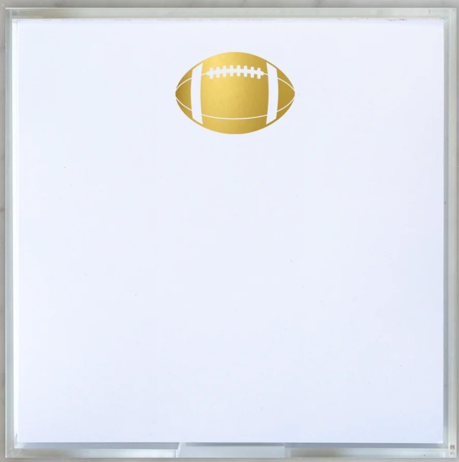 The Black Ink Football Small Paddie features a centered gold football icon near the top of its smooth, white writing surface.