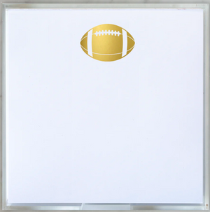 The Black Ink Football Small Paddie features a centered gold football icon near the top of its smooth, white writing surface.