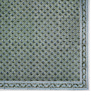 Rectangular area rug with a green background, intricate florals, and a decorative border—ideal for pairing with SLOANE BY HAND’s Alwar Table Linen Collection to elevate your dining space.