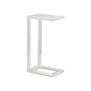 The Clark Acrylic Accent Table by Made Goods features a modern C-shaped design, adding a contemporary touch to any West Palm Beach interior. Shown on a plain white background for a sleek, stylish presentation.