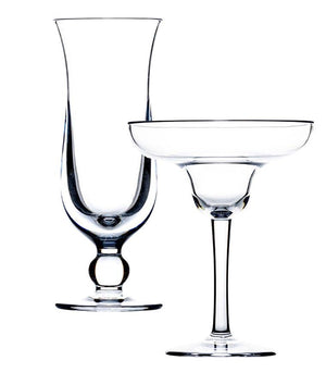 The Calypso Acrylic Drinkware Collection by Bold features a clear champagne flute and margarita glass, crafted from premium acrylic—perfect for serving island-inspired cocktails on your next tropical escape.