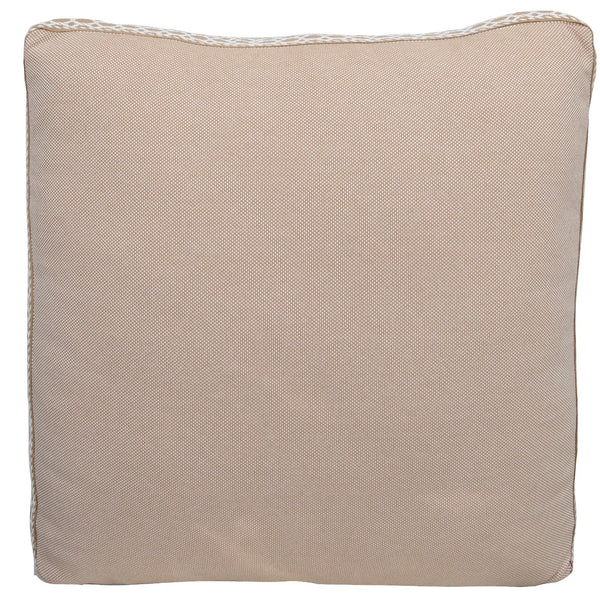 Custom Leni Camel Boxed Edge Outdoor Pillow with beige trim, handmade in the USA by Associated Design.