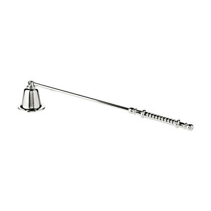The EDZARD Silver Plated Candle Snuffer features a long handle and bell-shaped end, offering a stylish and safe way to extinguish candles in your home.
