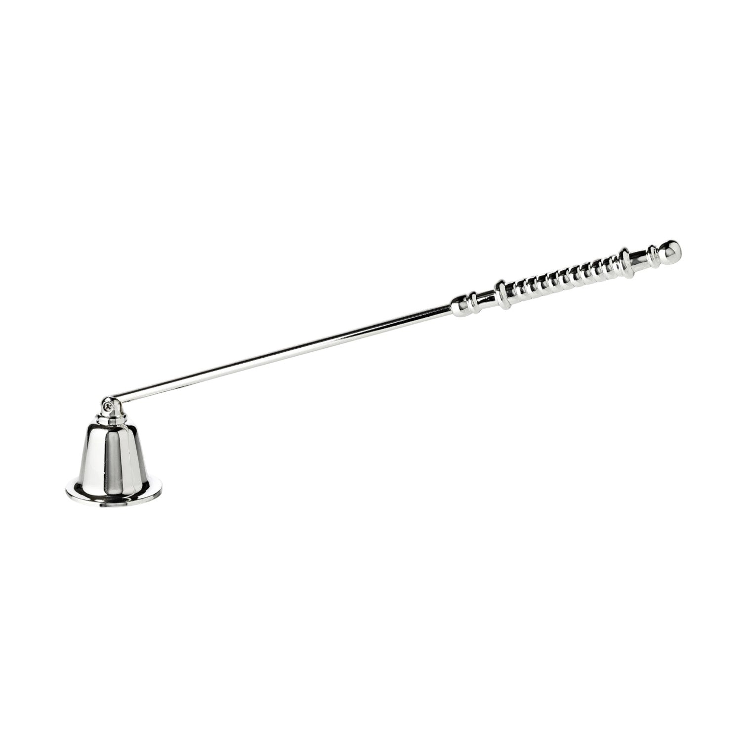 The EDZARD Silver Plated Candle Snuffer features a long handle and bell-shaped end, bringing elegance to your home décor while efficiently extinguishing candles.