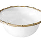A white bowl with a bamboo-style rim from the Beatriz Ball Vida Natural Bamboo Dinnerware Collection, crafted from luxury melamine. Break resistant and elegant; shown from above on a white background.