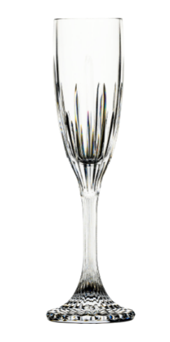 The Bold Tryst Acrylic Drinkware Collection features a clear, faceted polycarbonate champagne flute with an elegant stem and base—beautifully unbreakable and photographed on a white background.