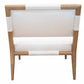 A wooden-framed Chatfield Armless Chair with a Wheat with Interest Ivory cushioned seat and backrest is shown from the rear. The design by Vanguard is clean and minimalist.