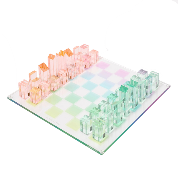 Sunnylife Lucite Chess and Checkers, Aurora