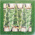 A box of eight Caspari White Christmas Crackers, each featuring classic Caspari paper designs, packaged festively—perfect for adding a delightful touch to your next celebration.