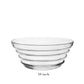 The Ripples Serveware Collection bowl by William Yeoward Crystal features three horizontal ridges, an artisanal touch, and is handmade in crystal glass. This clear 10-inch diameter piece is shown on a white background.