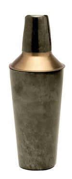 A cocktail shaker from the Nelson Gray Barware Collection by Blue Pheasant, featuring a matte dark finish, brass accents, and a gold-toned cap in the signature Nelson bar style, shown against a white background.