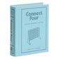 A light blue, fabric-wrapped box from WS Game Company’s Vintage Bookshelf Board Games collection features "Connect Four" with a classic board game illustration on the cover.