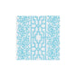 The Coral And Trellis Collection by Caspari features a geometric central pattern with leafy blue accents on white—perfect inspiration for stylish, FSC-certified napkins that blend elegance with sustainability.