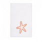 Introducing the Playful Starfish Bath Collection by Haute Home—a white hand towel made from premium linen, adorned with an embroidered orange starfish near the bottom center for an elegant accent to your home décor.