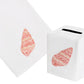Speckled Conch Coaster & Bath Collection by Haute Home includes a white towel and tissue box cover, each adorned with a printed red seashell design and crafted from premium linen for an elegant touch.