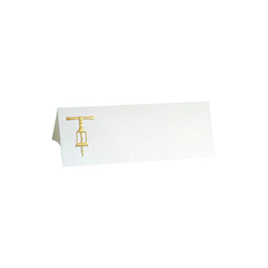 The Printery Gold Corkscrew Place Card Set features white tented cards with a gold corkscrew illustration on the left side.