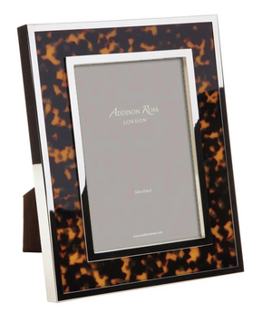 The Addison Ross Windsor 5x7 frame features a faux tortoiseshell finish with a silver border and comes displayed with a placeholder insert.
