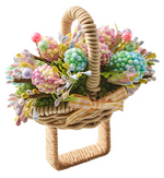 The Kim Seybert Bloom Napkin Ring in Natural/Multi features colorful artificial berries, green leaves, and a yellow plaid ribbon—perfect for spring gatherings or pairing with a hyacinth bouquet on your table.