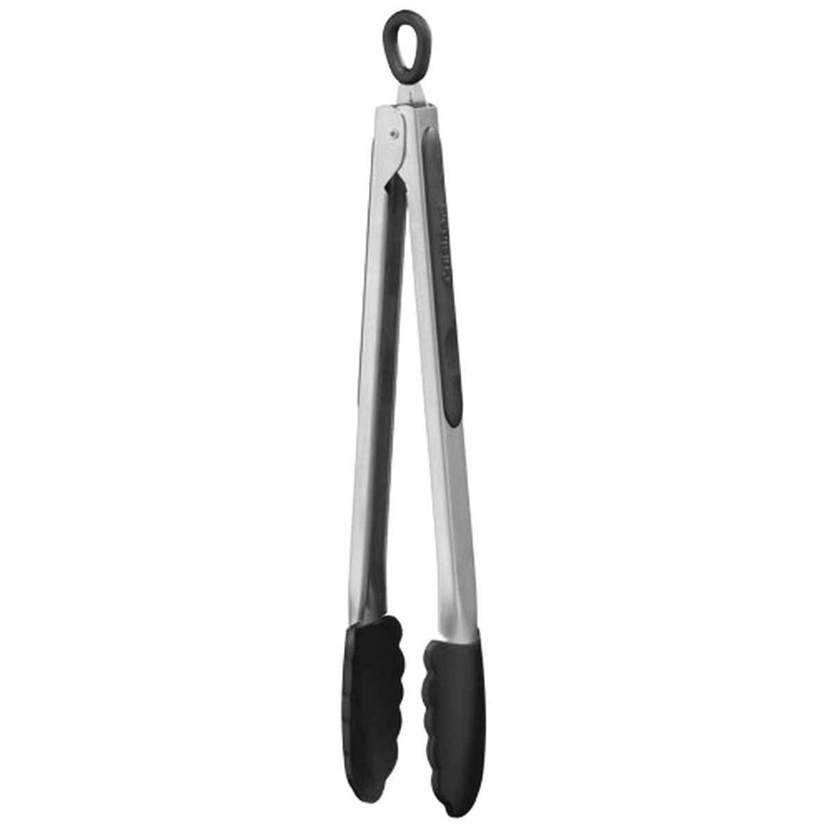 The Cuisinart Silicone Tongs Collection features stainless steel tongs with black silicone tips and a locking mechanism, offering heat resistance for safe, easy kitchen use.