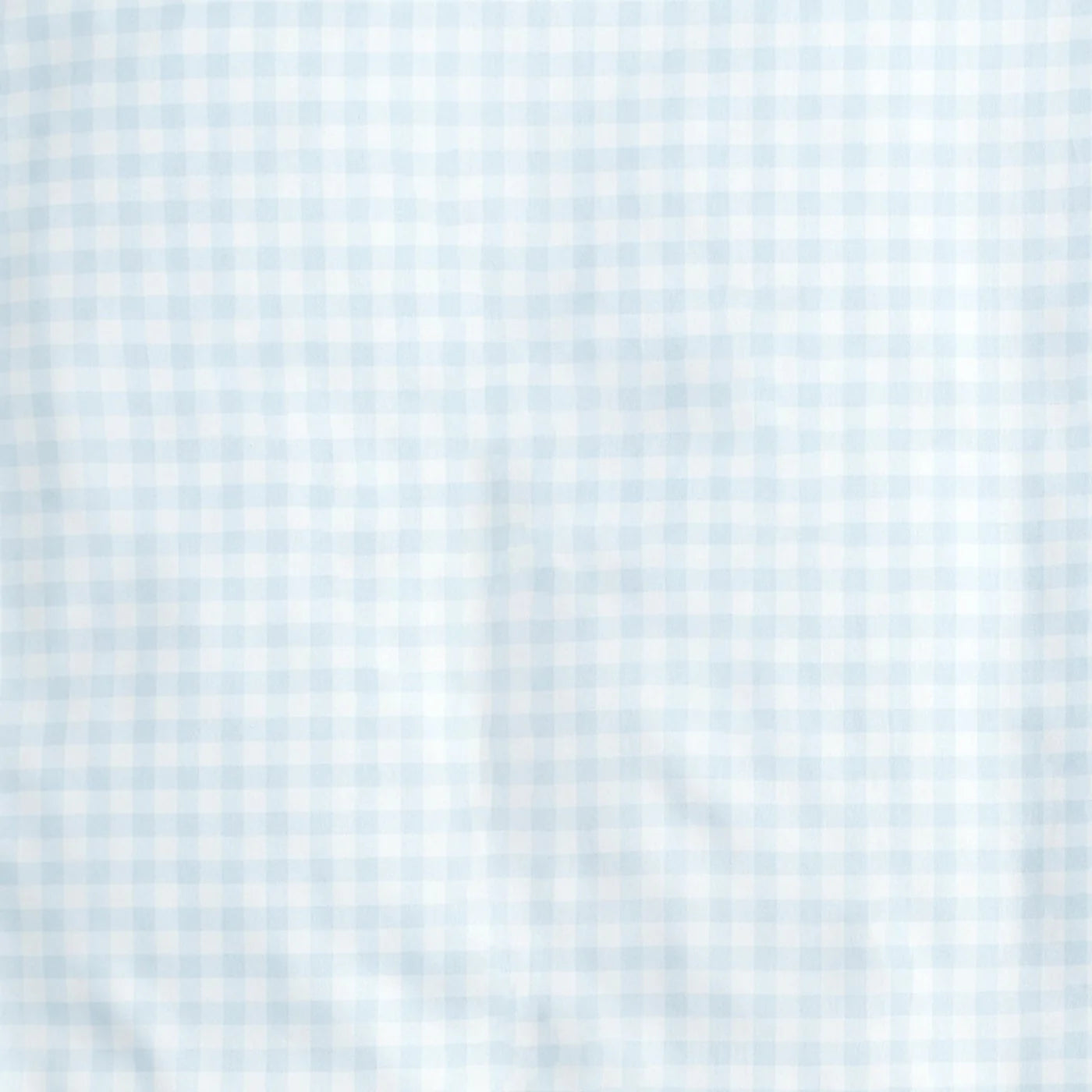 The Gooselings Blue Picnic Gingham Bedding Collection features a light blue and white check pattern with small, even squares on pure fabric—perfect for a breathable baby blanket.