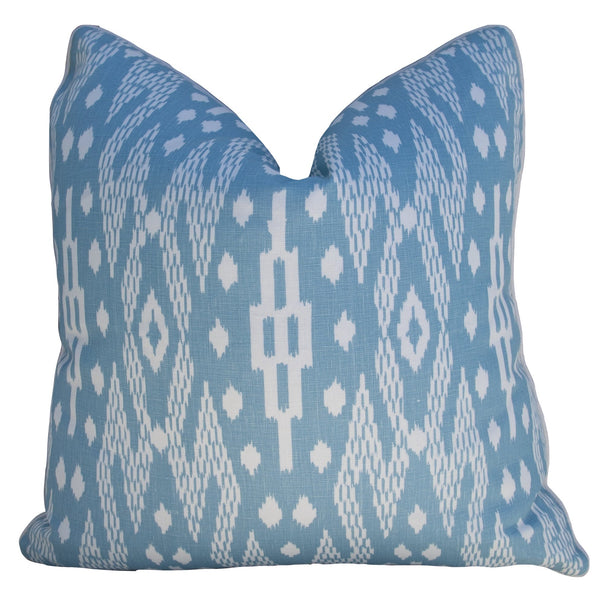Batik Blue Down Pillow with Contrast Cord