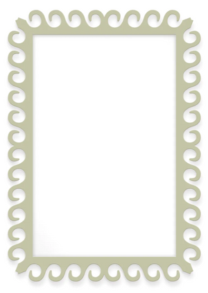The Fleur Home Carnival Gras Rectangle Mirror features light beige wavy edges with subtle Cooking Apple Green accents, framing a clear center—an ideal piece to reflect memories of the vibrant Carnival season.