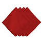 Four folded Berry Scallop Napkin & Tablecloth Collection linen napkins in red with scalloped edges arranged in a fan shape.