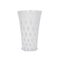 The Juliska Trellis Drinkware Collection features a clear, tall plastic lemonade glass with a textured diamond pattern, blending modern style and classic aesthetics, shown upright on a white background.