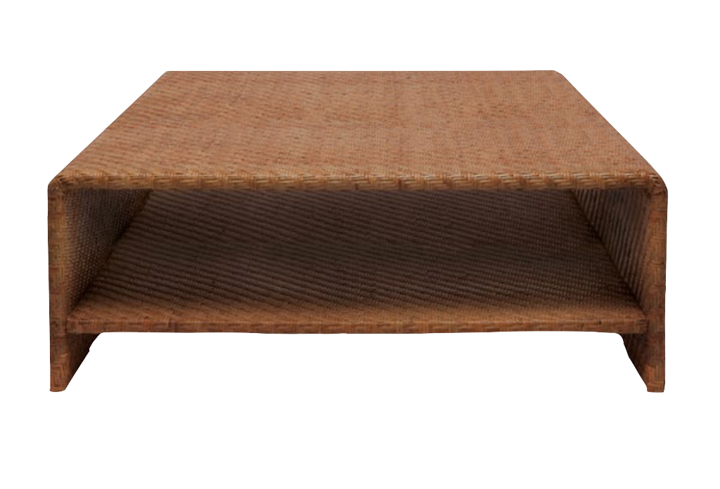 Made Goods' Lynette Side Table in Dark Rattan on a white background.