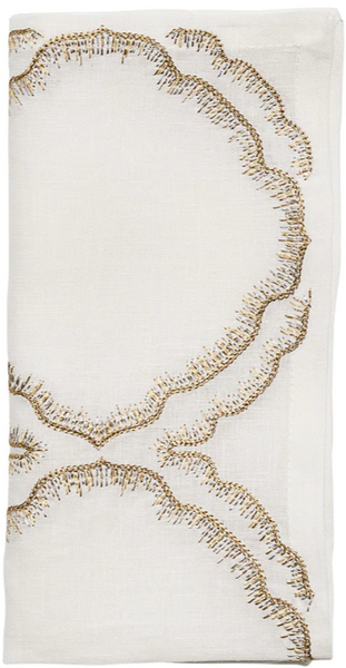 Kim Seybert Daydream Napkin in White, Gold & Silver Set of 4