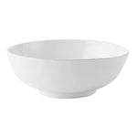 The Juliska Puro Whitewash 10" Serving Bowl is a ceramic bowl with a wide rim and slightly raised base, displayed on a white background.