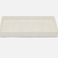 Rectangular off-white Navagio Bath Collection tray with low sides and a spiraled burl resin finish.