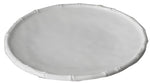 A round, white plate from the Beatriz Ball Vida White Bamboo Dinnerware Collection features a slightly raised, textured rim and is photographed against a white background.