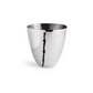 A polished stainless steel cup with a gently tapered silhouette and an irregular dark vertical line reflected on its surface, from the Reflective Bath Collection by Michael Aram—an elegant addition to your bathroom counter accessories—set against a plain white background.
