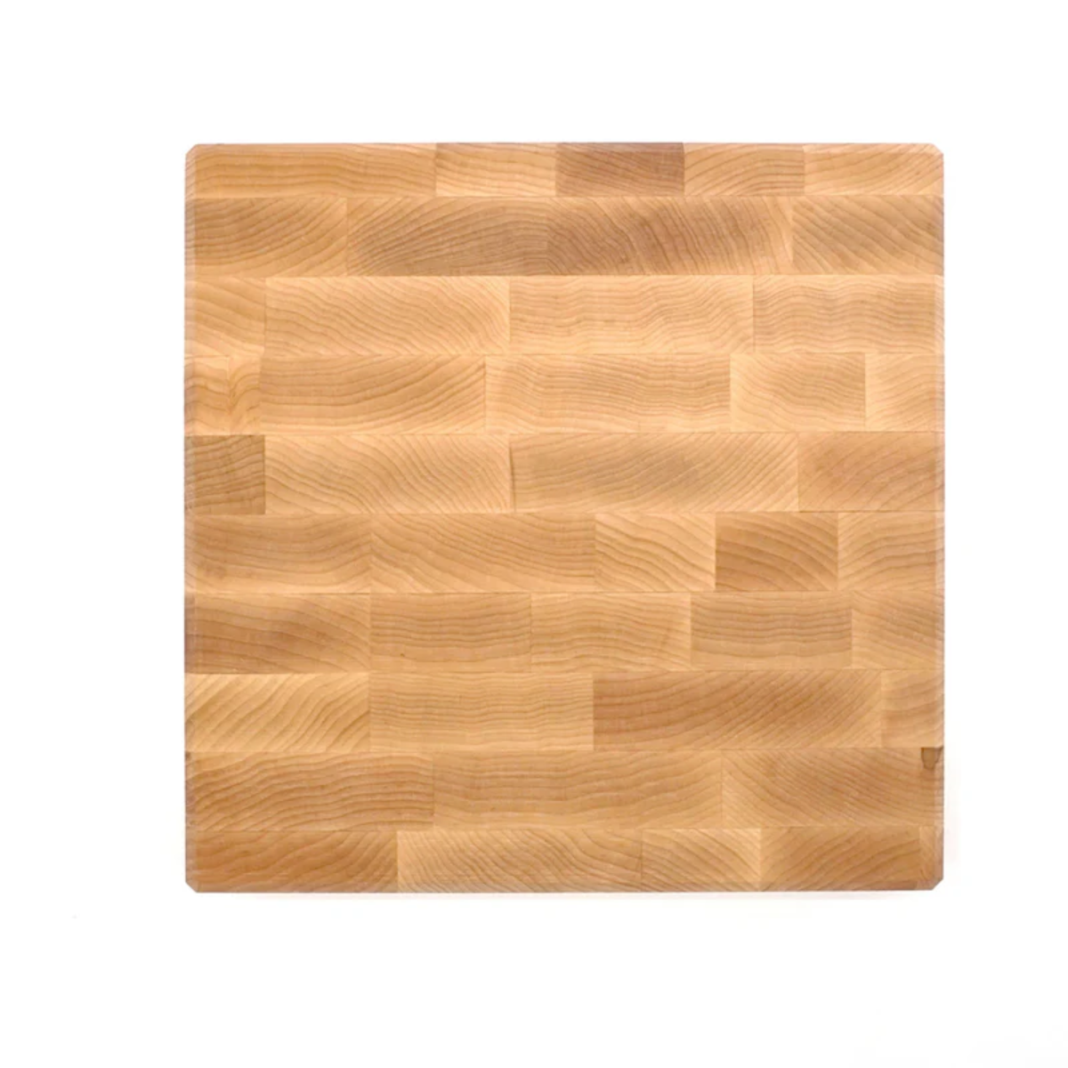The J.K. Adams Professional Maple End Grain Cutting Board features a light natural finish and visible grain patterns, shown from above on a white background—perfect for small kitchens.