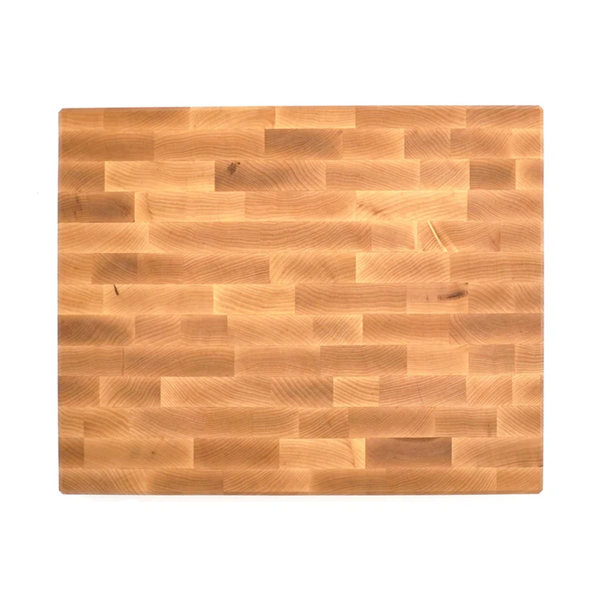 The J.K. Adams Professional Maple End Grain Cutting Board features a striking wooden pattern, ideal for any small kitchen, and is shown on a white background.