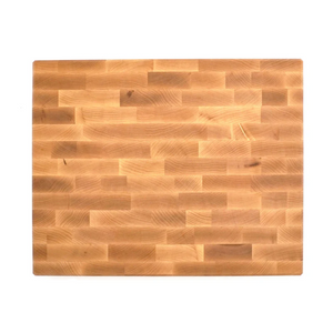 The J.K. Adams Professional Maple End Grain Cutting Board features a striking wooden pattern, ideal for any small kitchen, and is shown on a white background.