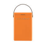 The Fieldbar Drinks Box Cooler Collection features an orange rectangular cooler with a hinged lid, brown handle, and raised "Fieldbar" logo—designed for durable thermal performance on every adventure.