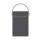 The Fieldbar Drinks Box Cooler Collection features a rectangular, dark blue cooler with gold lettering and a brown handle, set against a transparent background to showcase its durable build and excellent thermal performance.