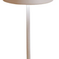 The Zafferano America Poldina Pro Mini Table Lamp Collection features modern white cordless lamps with a conical shade, slender stem, and square base—ideal as stylish rechargeable lighting for indoor or outdoor use.