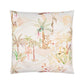 Christian Fischbacher’s Square decorative pillow features illustrated palm trees, plants, and subtle animal figures in soft pastel hues—an ideal accent for the Satin Oasis Bedding Collection or desert-inspired decor.