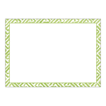 The Caspari Green Fretwork Card Set features a rectangular design with a green and white geometric border and a blank white center, resembling contemporary stationery crafted from heavyweight cardstock.