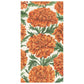 Orange marigold flowers with green leaves repeat across a white background in a botanical illustration style—perfect for fall decor or as part of the Marigold Collection by Hester & Cook.