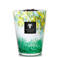Decorative Baobab Collection Eden Forest candle in a multicolored glass container with a white, yellow, and green design.