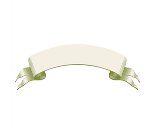 The Classic Moss Banner Table Accent by Hester & Cook features a curved beige design with green edges and curled ends—ideal for Thanksgiving décor or as a festive table accent.