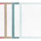 Four Egoist Border Bath Rugs by Graccioza, crafted from Egyptian cotton, display customizable borders in pink, beige, blue, and light blue with white centers. The rectangular mats are shown overlapping from left to right.