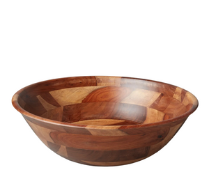The Bumi Bowl, Extra Large by Be Home features a smooth, polished wooden finish with timber tones and is shown on a white background.