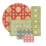 The HestiaLiving Epoch Versailles Decor Collection features five geometric-patterned rugs in assorted shapes and vibrant colors—ideal for holiday entertaining and shown overlapping on a white background.