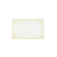 Juliska's Berry & Thread Place Cards feature a blank white card with a gold decorative border and circular designs at each corner—echoing the signature motif for an elegant touch to any table setting.