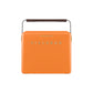 The Gin Trunk by Fieldbar is an orange rectangular hard case cooler with a brown handle and "FIELDBAR" embossed on the front, displayed against a white background.